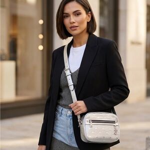 Juicy Couture Silver “Nailed It” Camera Crossbody Bag / Purse